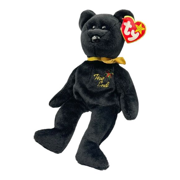 Ty Beanie Baby Babies THE END Plush Black Teddy Bear RETIRED Stuffed Toy Animal - Picture 1 of 11